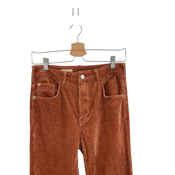 Anthropologie Pilcro The Icon Corduroy Pants Mid-Rise Wide Flared Rust Size 27 - Picture 3 of 15